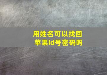 用姓名可以找回苹果id号密码吗