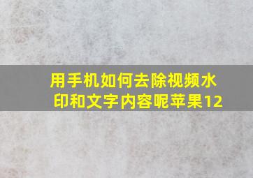 用手机如何去除视频水印和文字内容呢苹果12