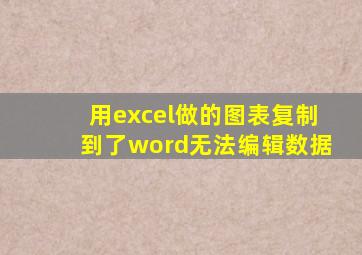 用excel做的图表复制到了word无法编辑数据