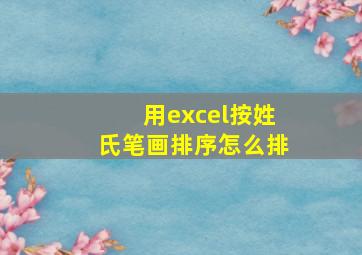 用excel按姓氏笔画排序怎么排