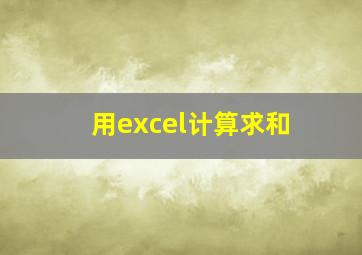 用excel计算求和