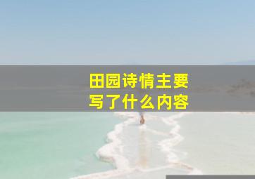 田园诗情主要写了什么内容