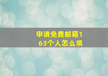 申请免费邮箱163个人怎么填