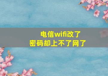 电信wifi改了密码却上不了网了