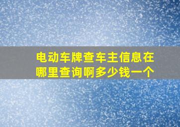 电动车牌查车主信息在哪里查询啊多少钱一个