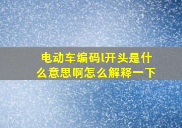 电动车编码l开头是什么意思啊怎么解释一下