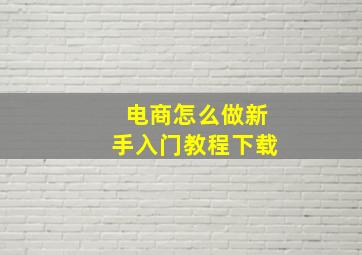 电商怎么做新手入门教程下载