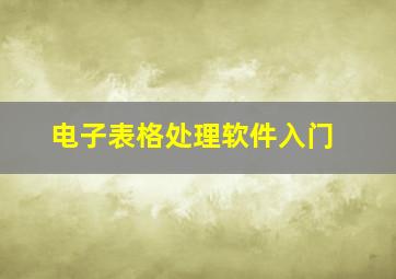 电子表格处理软件入门