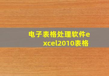 电子表格处理软件excel2010表格