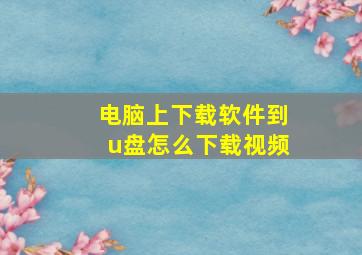 电脑上下载软件到u盘怎么下载视频