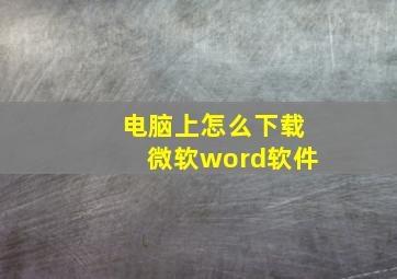 电脑上怎么下载微软word软件