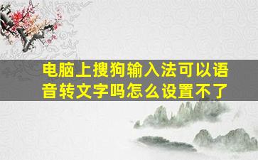 电脑上搜狗输入法可以语音转文字吗怎么设置不了