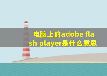 电脑上的adobe flash player是什么意思