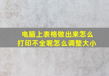 电脑上表格做出来怎么打印不全呢怎么调整大小