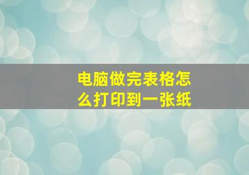 电脑做完表格怎么打印到一张纸