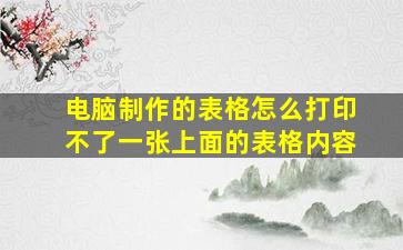 电脑制作的表格怎么打印不了一张上面的表格内容