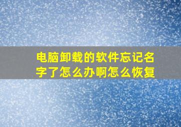 电脑卸载的软件忘记名字了怎么办啊怎么恢复