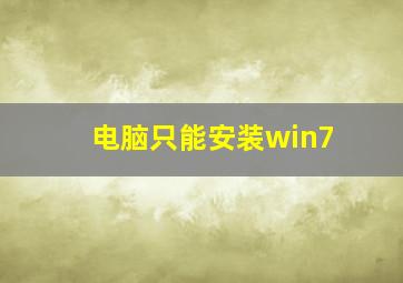 电脑只能安装win7