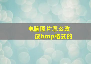 电脑图片怎么改成bmp格式的