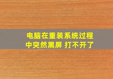 电脑在重装系统过程中突然黑屏 打不开了