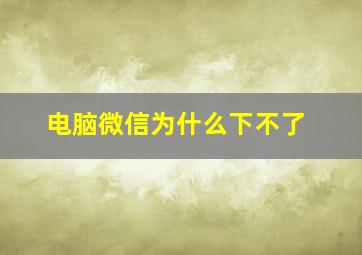 电脑微信为什么下不了