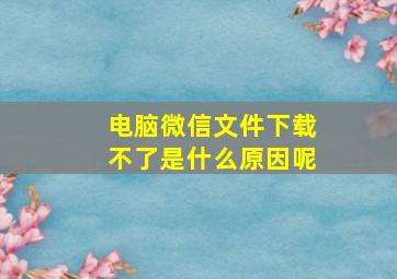 电脑微信文件下载不了是什么原因呢