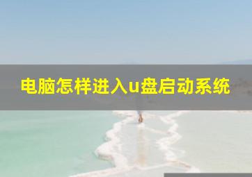 电脑怎样进入u盘启动系统