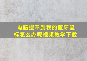 电脑搜不到我的蓝牙鼠标怎么办呢视频教学下载