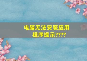 电脑无法安装应用程序提示????