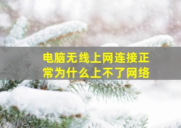 电脑无线上网连接正常为什么上不了网络