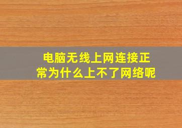 电脑无线上网连接正常为什么上不了网络呢