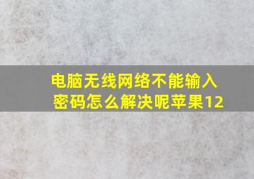 电脑无线网络不能输入密码怎么解决呢苹果12