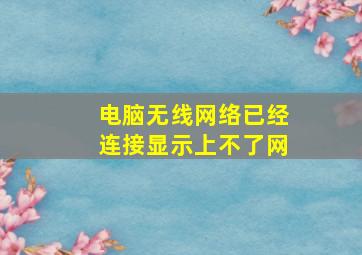 电脑无线网络已经连接显示上不了网