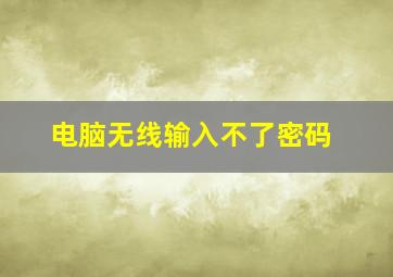 电脑无线输入不了密码