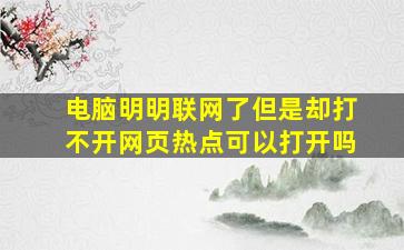 电脑明明联网了但是却打不开网页热点可以打开吗