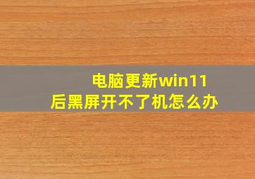 电脑更新win11后黑屏开不了机怎么办