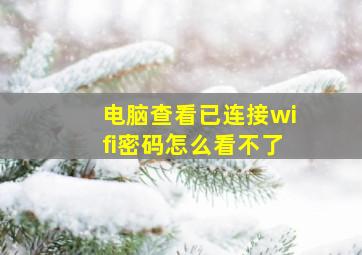 电脑查看已连接wifi密码怎么看不了