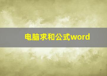 电脑求和公式word