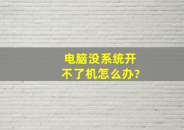 电脑没系统开不了机怎么办?