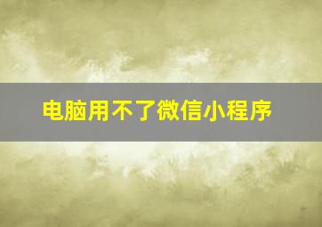 电脑用不了微信小程序