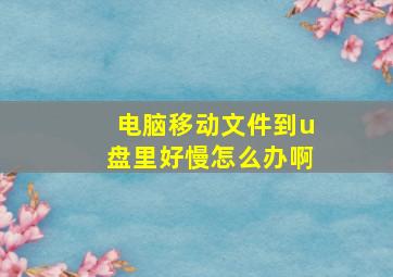 电脑移动文件到u盘里好慢怎么办啊