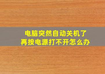 电脑突然自动关机了再按电源打不开怎么办