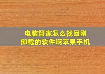 电脑管家怎么找回刚卸载的软件啊苹果手机