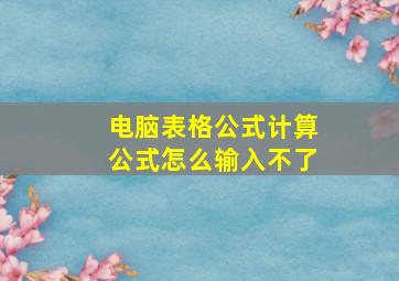 电脑表格公式计算公式怎么输入不了