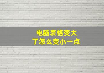 电脑表格变大了怎么变小一点