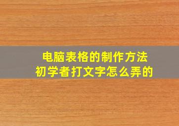 电脑表格的制作方法初学者打文字怎么弄的