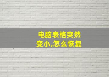 电脑表格突然变小,怎么恢复