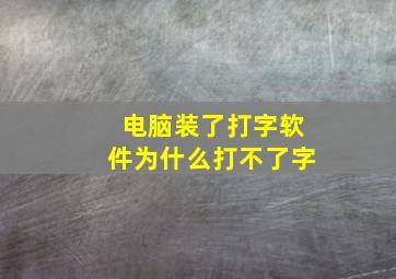 电脑装了打字软件为什么打不了字