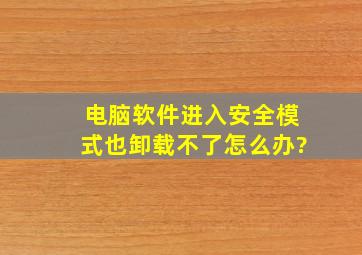 电脑软件进入安全模式也卸载不了怎么办?