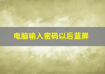 电脑输入密码以后蓝屏